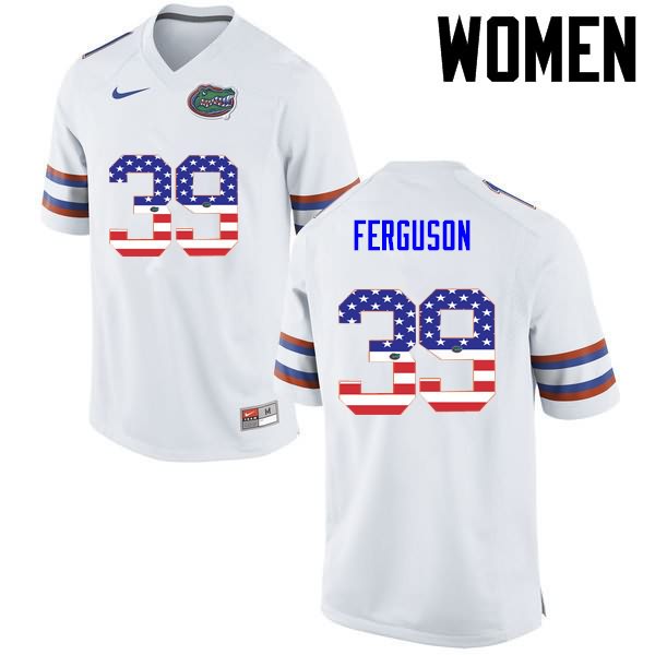 NCAA Florida Gators Ryan Ferguson Women's #39 USA Flag Fashion Nike White Stitched Authentic College Football Jersey GRX3064BD